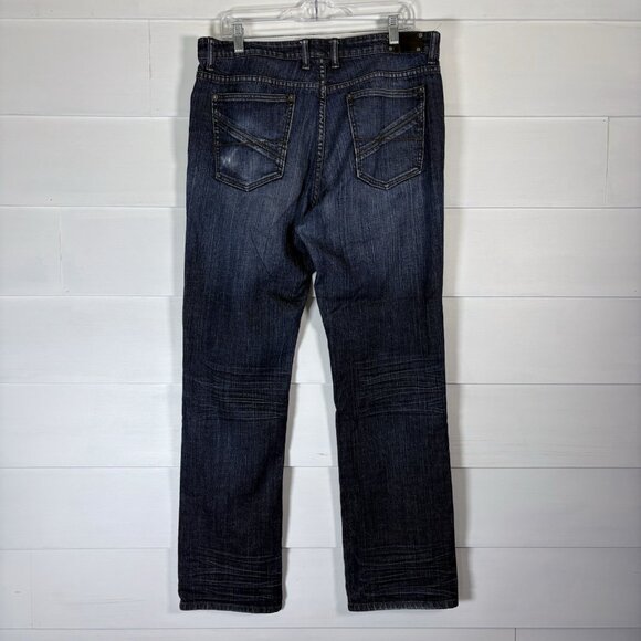 Kenneth Cole New York Men's‎ Distress Denim Blue Jeans Straight Leg Size 34×32 - Picture 4 of 12